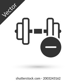 Grey Dumbbell icon isolated on white background. Muscle lifting, fitness barbell, sports equipment.  Vector