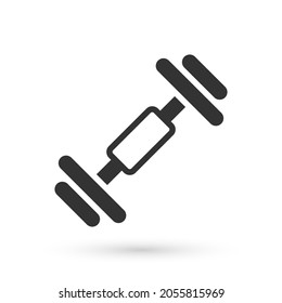 Grey Dumbbell icon isolated on white background. Muscle lifting, fitness barbell, sports equipment.  Vector