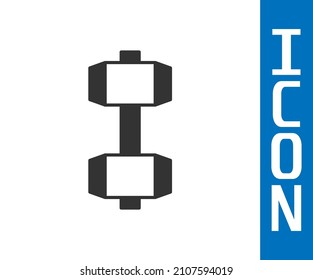 Grey Dumbbell icon isolated on white background. Muscle lifting, fitness barbell, sports equipment.  Vector