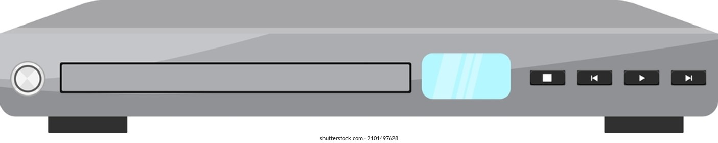 Grey DVD player, illustration, vector on a white background.