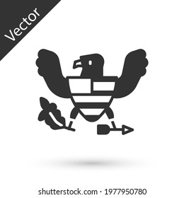 Grey Eagle icon isolated on white background. American Presidential symbol.  Vector