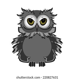 Grey eared owl, vector illustration