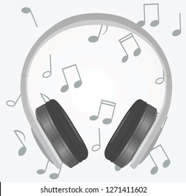 Grey earphones. vector illustration