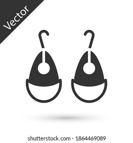 Grey Earrings icon isolated on white background. Jewelry accessories. Vector.