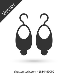 Grey Earrings icon isolated on white background. Jewelry accessories. Vector.