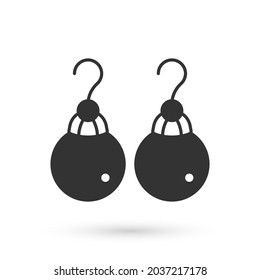 Grey Earrings icon isolated on white background. Jewelry accessories.  Vector