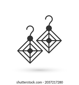 Grey Earrings icon isolated on white background. Jewelry accessories.  Vector