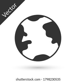 Icono de globo terrestre gris aislado en fondo blanco. Signo mundial o terrestre. Símbolo global de internet. Formas geométricas. Ilustración vectorial