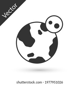 Grey Earth globe icon isolated on white background. World or Earth sign. Global internet symbol. Geometric shapes.  Vector