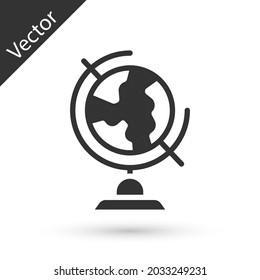Icono de globo terrestre gris aislado en fondo blanco.  Vector