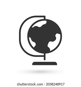 Grey Earth globe icon isolated on white background.  Vector