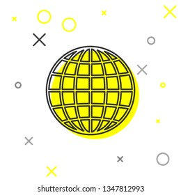 Grey Earth globe line icon isolated on white background. Vector Illustration