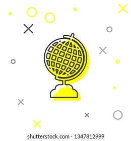 Grey Earth globe line icon isolated on white background. Vector Illustration
