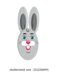 Grey Easter Bunny in cartoon style. Easter rabbit. Vector illustration 