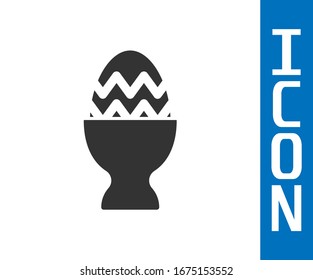 Grey Easter egg on a stand icon isolated on white background. Happy Easter.  Vector Illustration