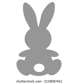 Grey easter rabbit. Easter bunny silhouettes vector illustration isolated on white.