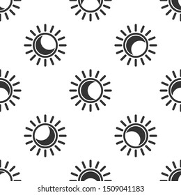 Grey Eclipse of the sun icon isolated seamless pattern on white background. Total sonar eclipse.  Vector Illustration