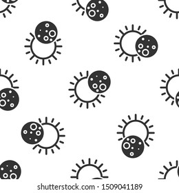 Grey Eclipse of the sun icon isolated seamless pattern on white background. Total sonar eclipse.  Vector Illustration