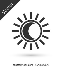 Grey Eclipse of the sun icon isolated on white background. Total sonar eclipse.  Vector Illustration