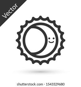 Grey Eclipse of the sun icon isolated on white background. Total sonar eclipse.  Vector Illustration