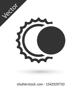 Grey Eclipse of the sun icon isolated on white background. Total sonar eclipse.  Vector Illustration