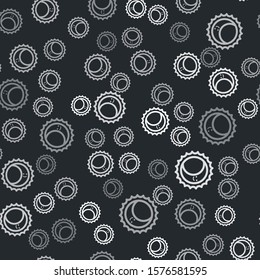 Grey Eclipse of the sun icon isolated seamless pattern on black background. Total sonar eclipse.  Vector Illustration