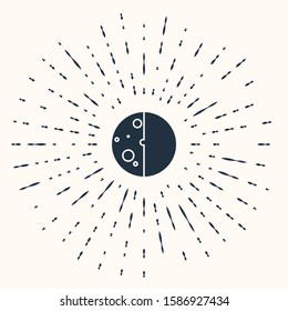 Grey Eclipse of the sun icon isolated on beige background. Total sonar eclipse. Abstract circle random dots. Vector Illustration