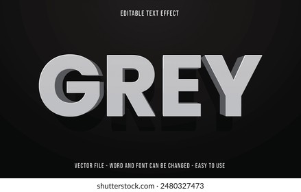 Efecto de texto editable gris, estilo 3d de texto editable