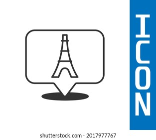 Grey Eiffel tower icon isolated on white background. France Paris landmark symbol.  Vector