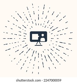 Grey E-learning of different foreign languages icon isolated on beige background. Abstract circle random dots. Vector