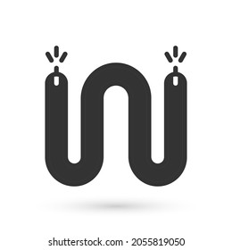 Grey Electric cable icon isolated on white background. Electrical wire.  Vector