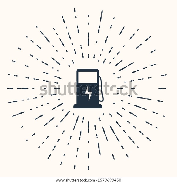 Grey Electric car charging station icon\
isolated on beige background. Eco electric fuel pump sign. Abstract\
circle random dots. Vector\
Illustration