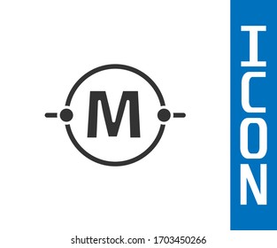 Grey Electric circuit scheme icon isolated on white background. Circuit board.  Vector Illustration