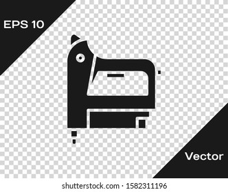 Grey Electric construction stapler icon isolated on transparent background. Working tool.  Vector Illustration