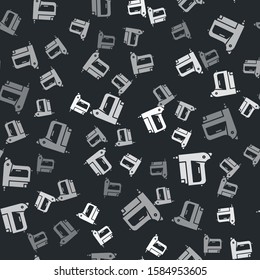 Grey Electric construction stapler icon isolated seamless pattern on black background. Working tool.  Vector Illustration