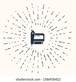 Grey Electric construction stapler icon isolated on beige background. Working tool. Abstract circle random dots. Vector Illustration