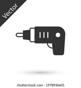 Grey Electric cordless screwdriver icon isolated on white background. Electric drill machine. Repair tool.  Vector