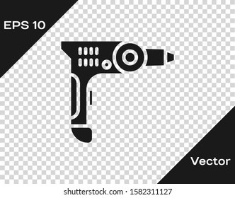 Grey Electric drill machine icon isolated on transparent background. Repair tool.  Vector Illustration