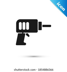 Grey Electric drill machine icon isolated on white background. Repair tool.  Vector