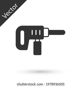 Grey Electric drill machine icon isolated on white background. Repair tool.  Vector