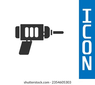 Grey Electric drill machine icon isolated on white background. Repair tool.  Vector Illustration