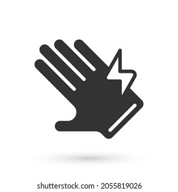 Grey Electric glove icon isolated on white background. Safety gloves, hand protection.  Vector