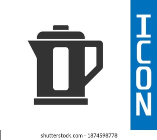 Grey Electric kettle icon isolated on white background. Teapot icon.  Vector