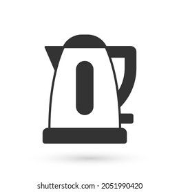Grey Electric kettle icon isolated on white background. Teapot icon.  Vector
