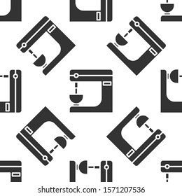 Grey Electric mixer icon isolated seamless pattern on white background. Kitchen blender.  Vector Illustration