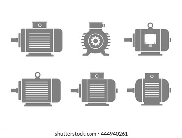 Grey electric motor icons on white background 