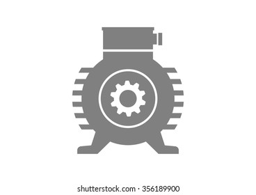 Grey electric motor on white background 