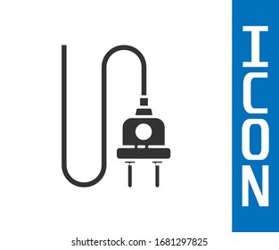 Icono de enchufe eléctrico gris aislado en fondo blanco. Concepto de conexión y desconexión de la electricidad. Ilustración vectorial