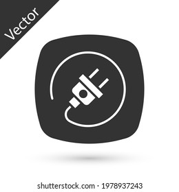 Icono de enchufe eléctrico gris aislado en fondo blanco. Concepto de conexión y desconexión de la electricidad.  Vector