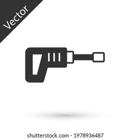 Grey Electric rotary hammer drill machine icon isolated on white background. Working tool for construction, finishing, repair work.  Vector